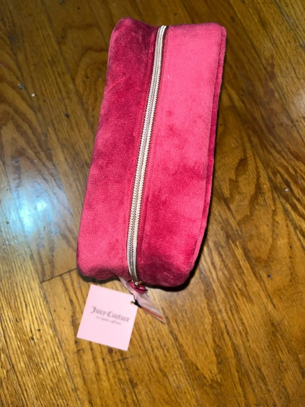 NWT Juicy Couture Clear Cosmetic Bag with Velvet Trim and Juicy Travel Bottle